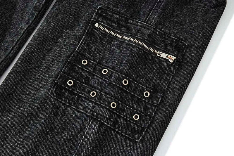 Black Multi Zipper Jeans DY869 - UncleDon JM