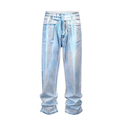 Blue Fluorescent Brush Wax Jeans Q126 - UncleDon JM