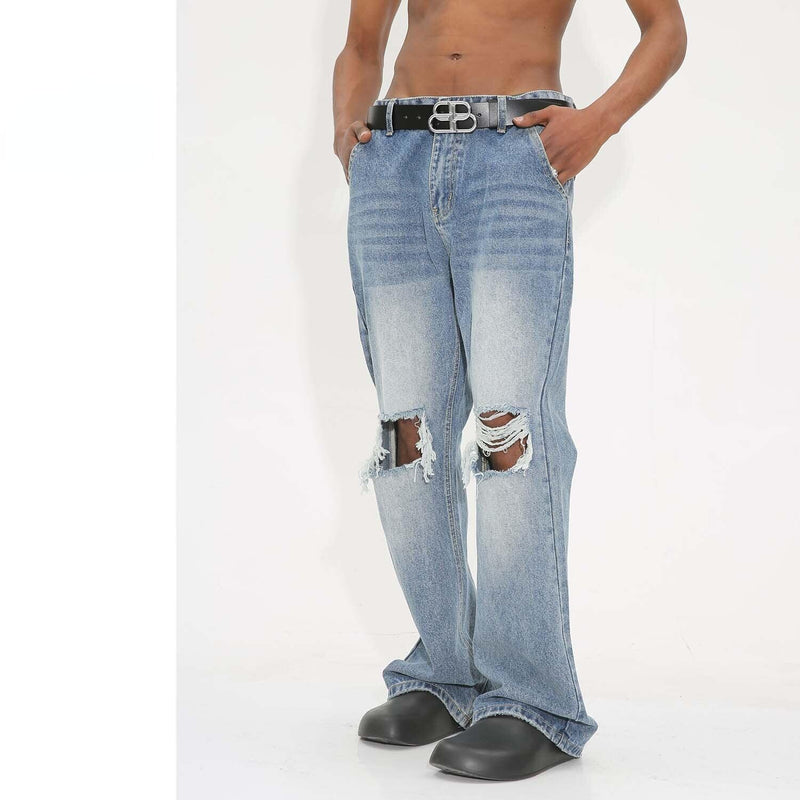 Blue Knees Ripped Jeans M7D470 - UncleDon JM