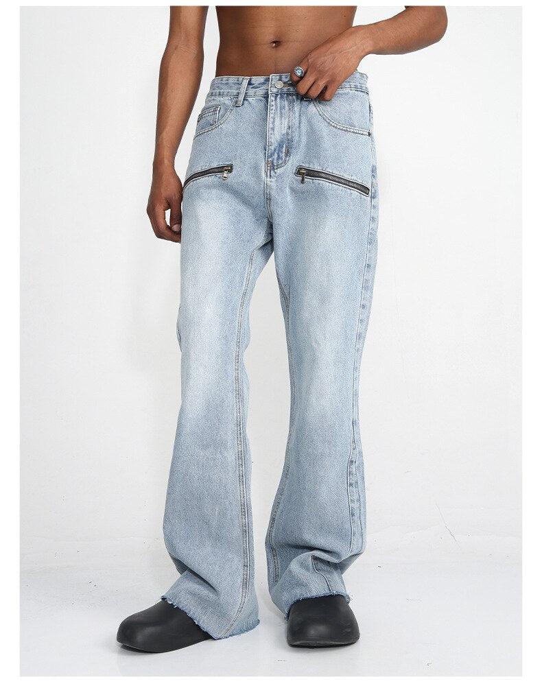 Blue Zipper Jeans M7D412 - UncleDon JM