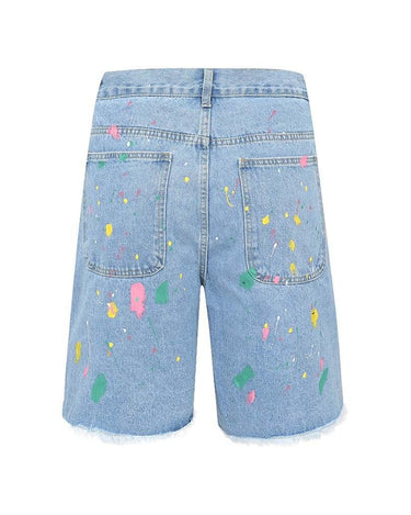 Tung Sung Embroidered Graffiti Fringe Jorts - Tung Sung