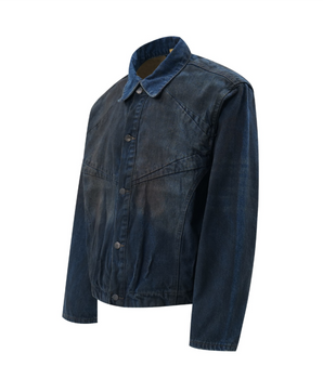 Tung Sung Distressed Oil-Stained Indigo Denim Jacket - Tung Sung