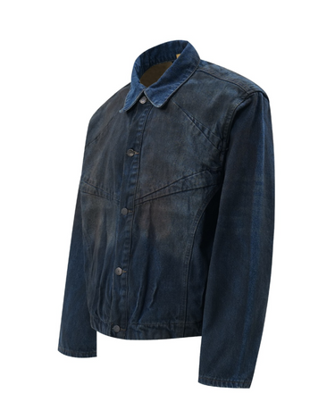 Tung Sung Distressed Oil-Stained Indigo Denim Jacket - Tung Sung