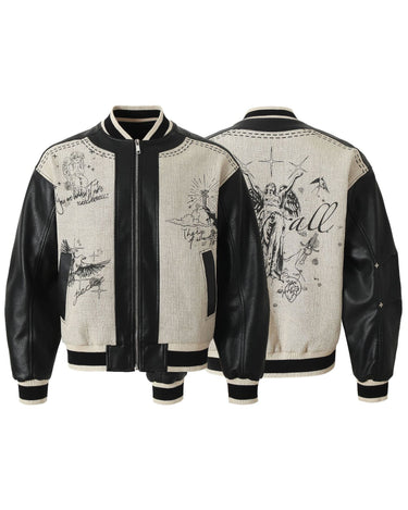 Tung Sung Retro Leather-Patched Varsity Jacket - Tung Sung