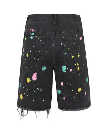 Tung Sung Embroidered Graffiti Fringe Jorts - Tung Sung