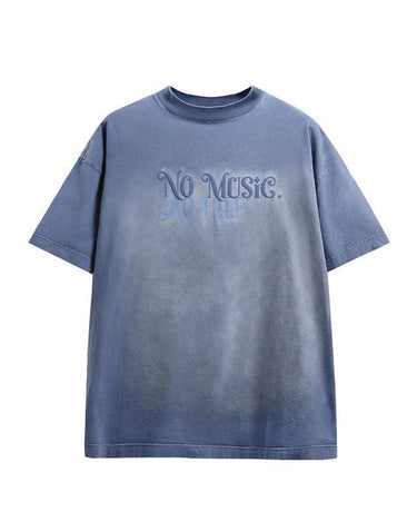 Tung Sung Dyed Flocking Foam-Printed English Lettering Tee - Tung Sung