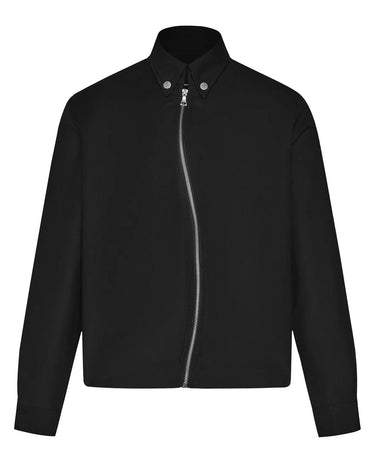 Tung Sung Black Short Jacket with Diagonal Zip Closure - Tung Sung