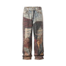 Tung Sung Vintage Distressed Denim Jeans with Digital Patchwork Prints - Relaxed Fit for Casual Wear - Tung Sung