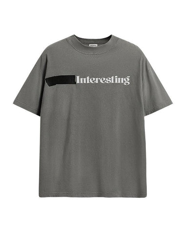 Tung Sung Trendy Mock-Tape High-Neck Tee with 3D Silicone Lettering Print in Relaxed Fit - Tung Sung