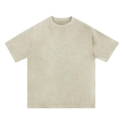 Embroidered Suede Crewneck T-shirt S070 - UncleDon JM