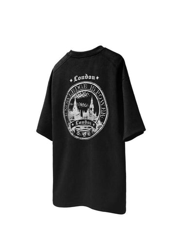 Tung Sung Gothic Castle Embossed Silver Suede Velvet Tee - Tung Sung