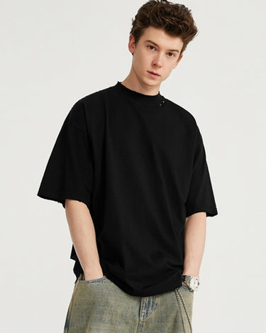 Tung Sung Distressed Small Turtleneck Embroidered Tee - Tung Sung