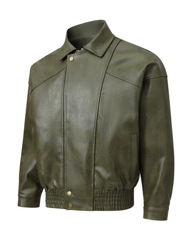 Tung Sung Retro Washed Crackled Leather Jacket - Tung Sung