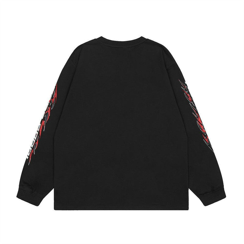 Flame Letter Printed Long Sleeve Tee CX1009 - UncleDon JM