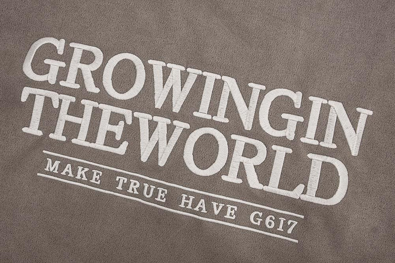 Growing In The World Embroidered Suede T-shirt S077 - UncleDon JM