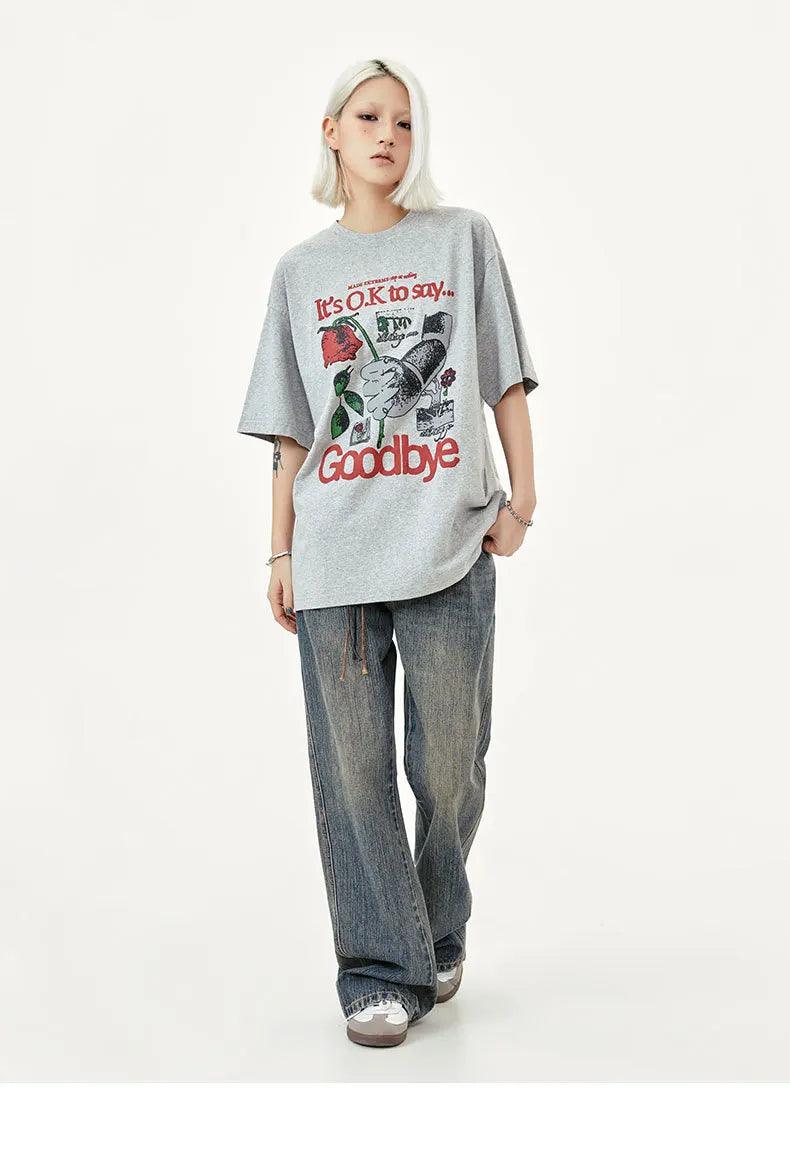 ''It's Ok To Say Goodbye'' Rose Graphic T-shirt 24017 - UncleDon JM