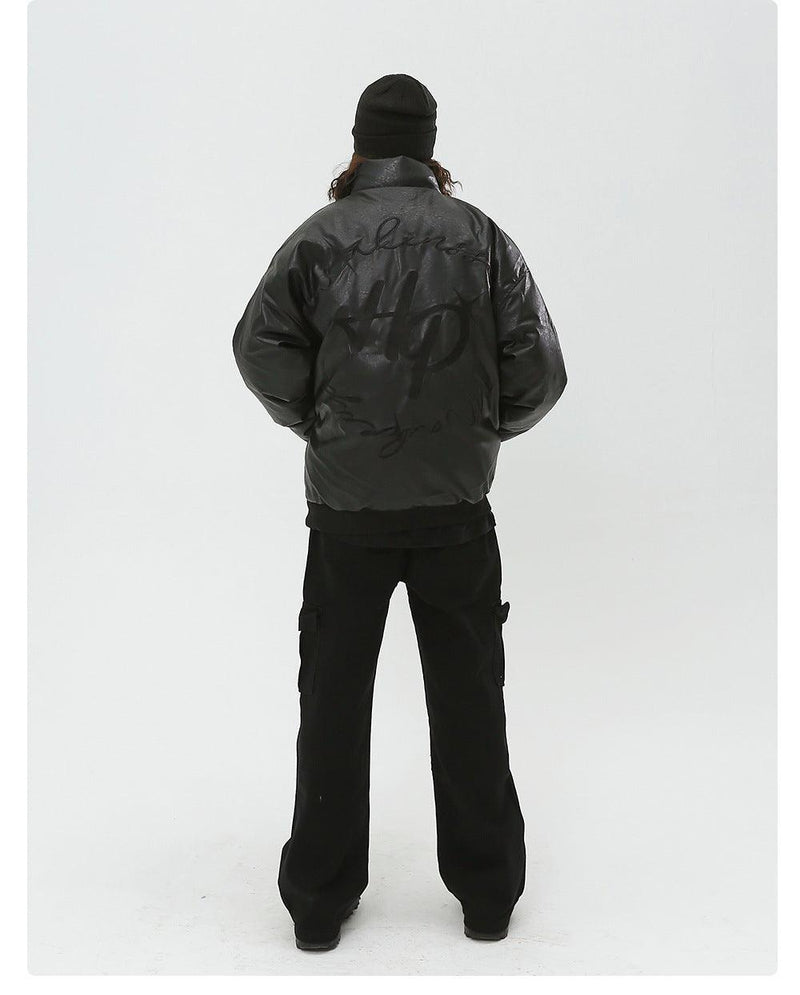 Leather Puffer Jacket 8024 - UncleDon JM