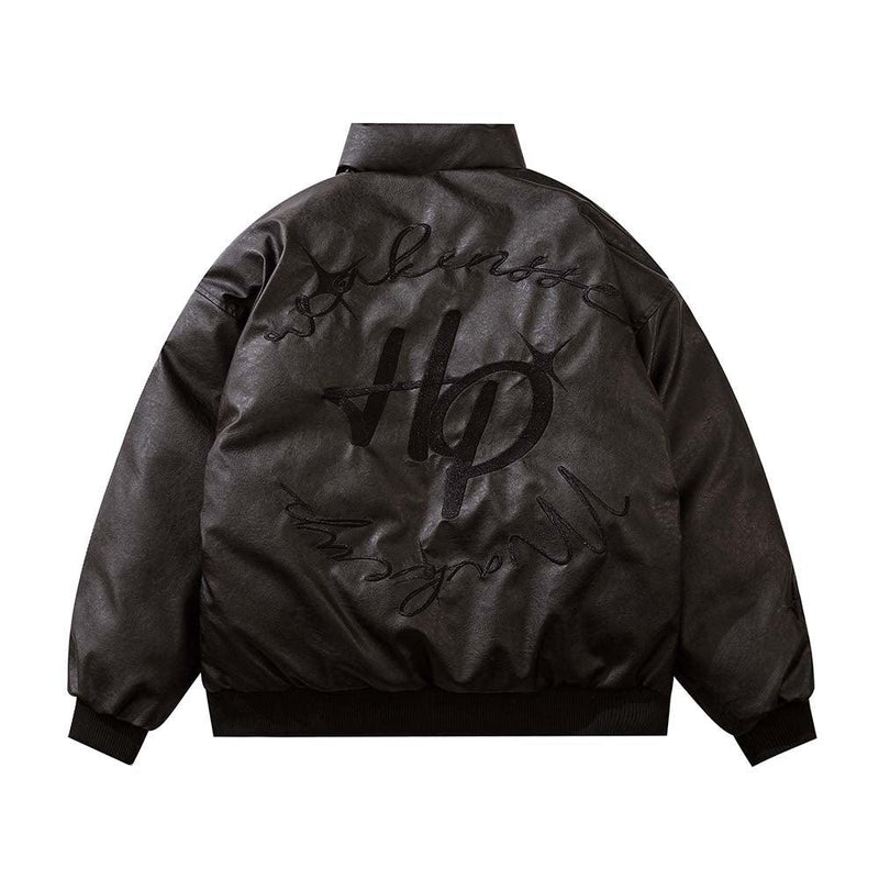 Leather Puffer Jacket 8024 - UncleDon JM