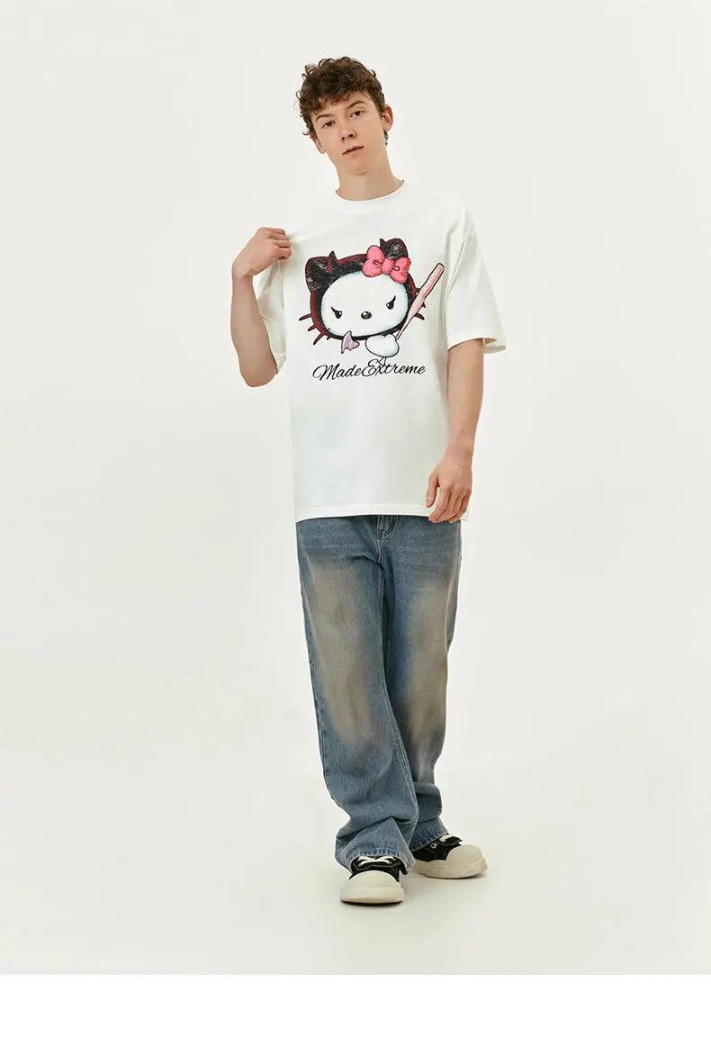 MADEEXTREME Cartoon Cat Print T-shirt 24020 - UncleDon JM