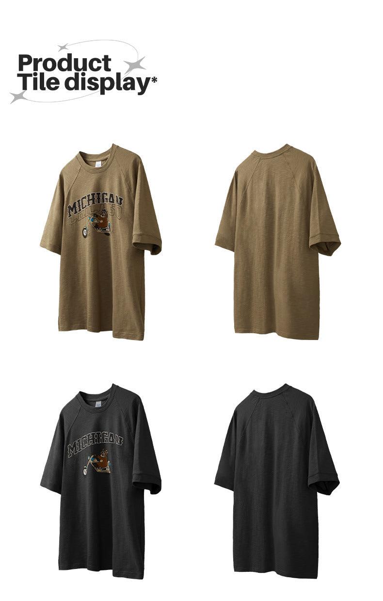 Motorcycle Bear Printed T-shirt 2489S23 - UncleDon JM