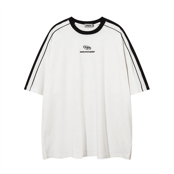 Paneled Striped Raglan T-shirt C22 - UncleDon JM