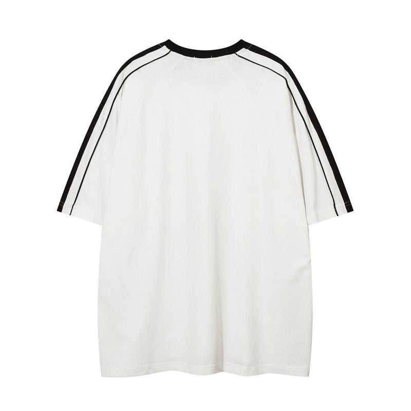 Paneled Striped Raglan T-shirt C22 - UncleDon JM