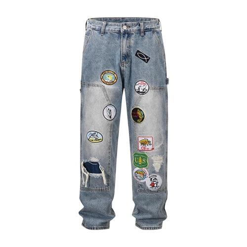 Patch Badge Retro Denim Jeans Q0101 - UncleDon JM