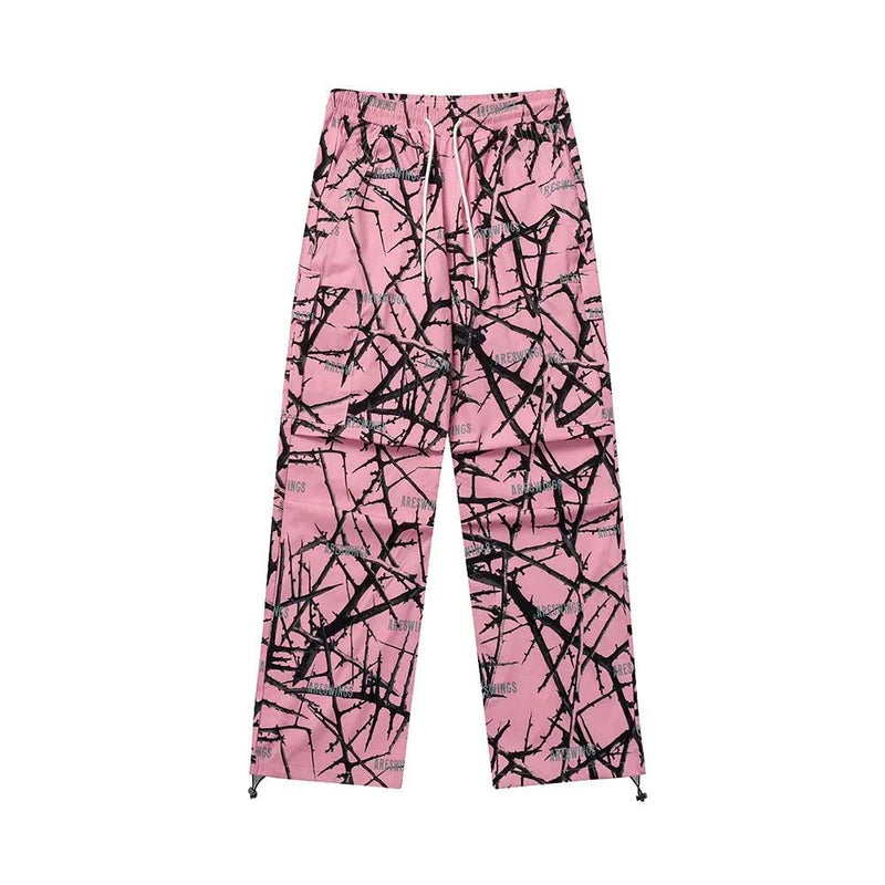 Pink Thorn Branch Printed Pants 318 - UncleDon JM