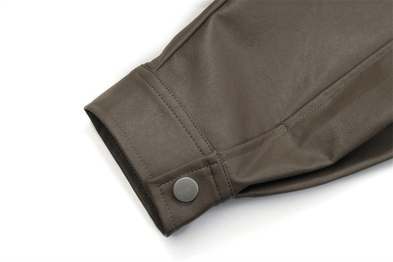Stand Collar Zipper Leather Jacket SA5059 - UncleDon JM