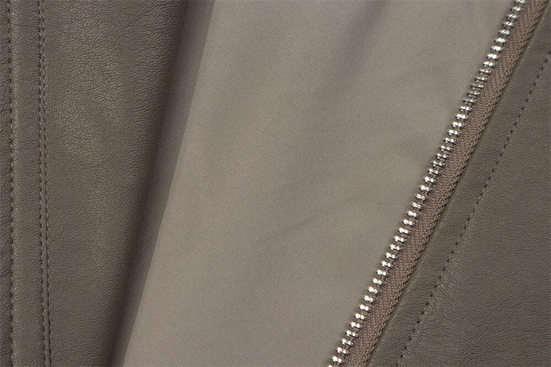 Stand Collar Zipper Leather Jacket SA5059 - UncleDon JM