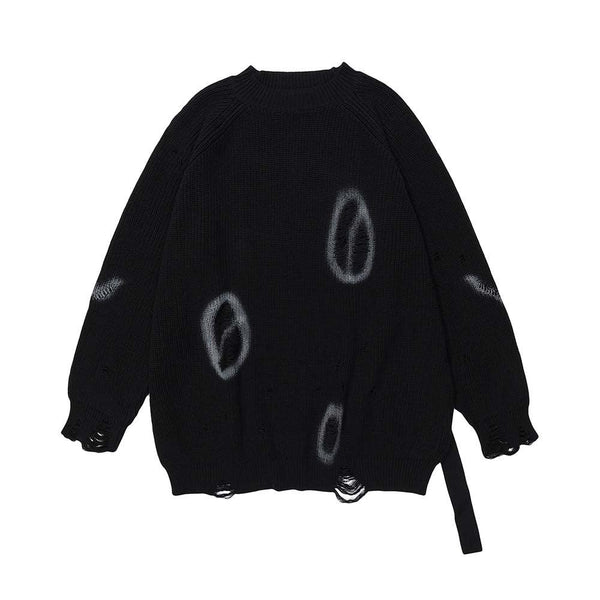 The Wormhole Tearing Round Collar Woollen Sweater J319 - UncleDon JM