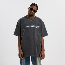 Washed Distressed Direct-spray Text Print T-shirt VQ0272 - UncleDon JM
