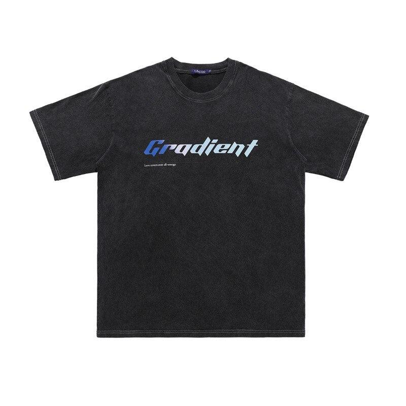 Washed Distressed Direct-spray Text Print T-shirt VQ0272 - UncleDon JM