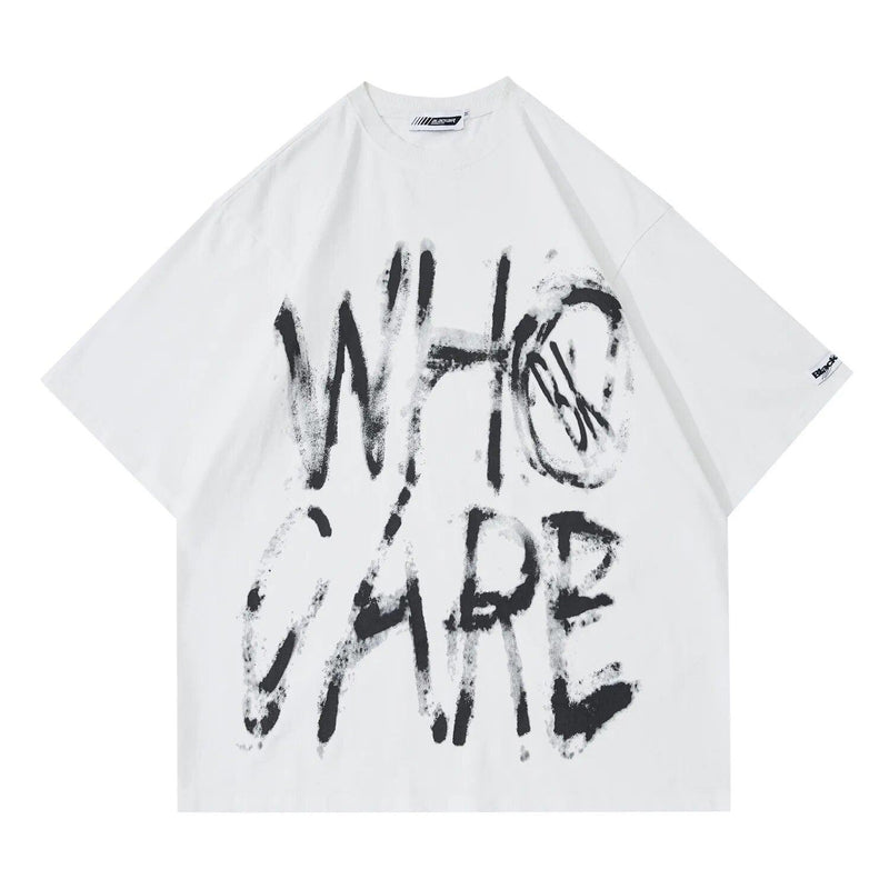 ''WHO CARE'' Hand-painted Printed T-shirt 3045 - UncleDon JM