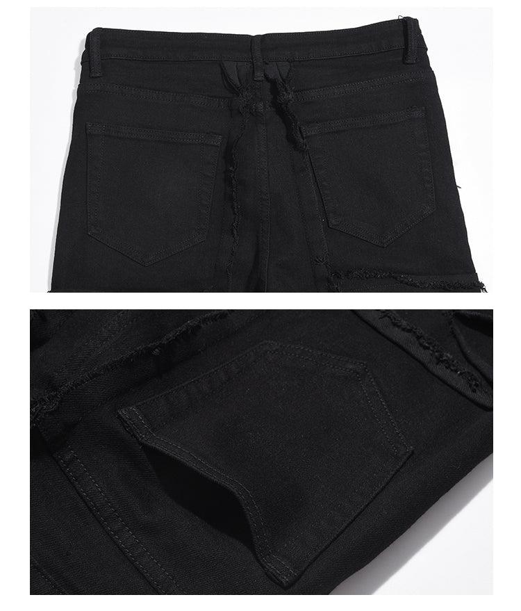 Black Ripped Tassel Jeans Q059 - UncleDon JM