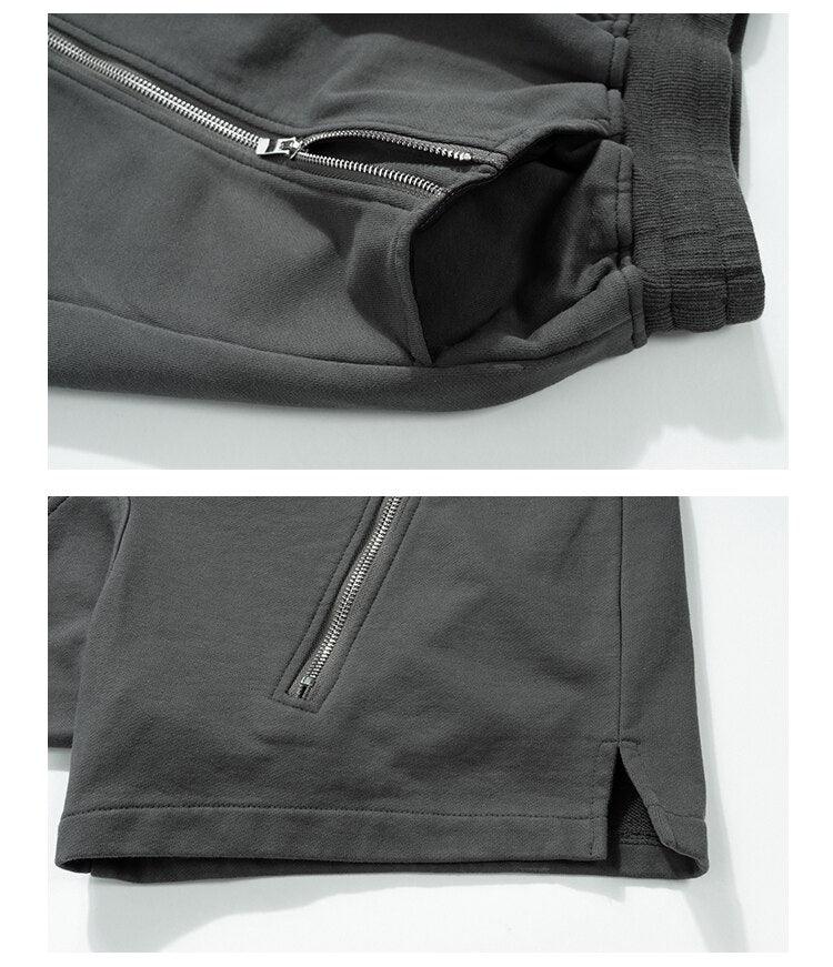 Black Zipper Drawstring Shorts 8327 - UncleDon JM