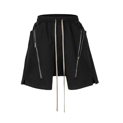 Black Zipper Drawstring Shorts 8327 - UncleDon JM