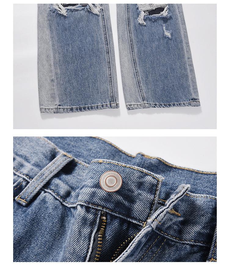 Blue Ripped Denim Jeans N046 - UncleDon JM