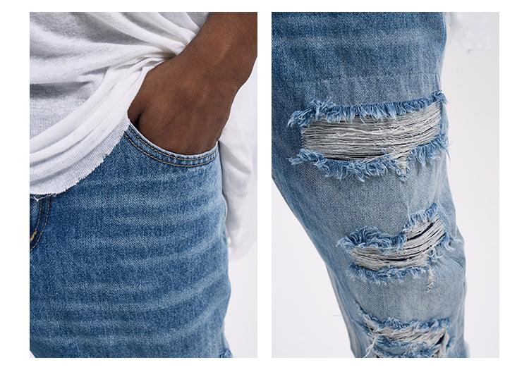 Blue Ripped Denim Jeans N046 - UncleDon JM