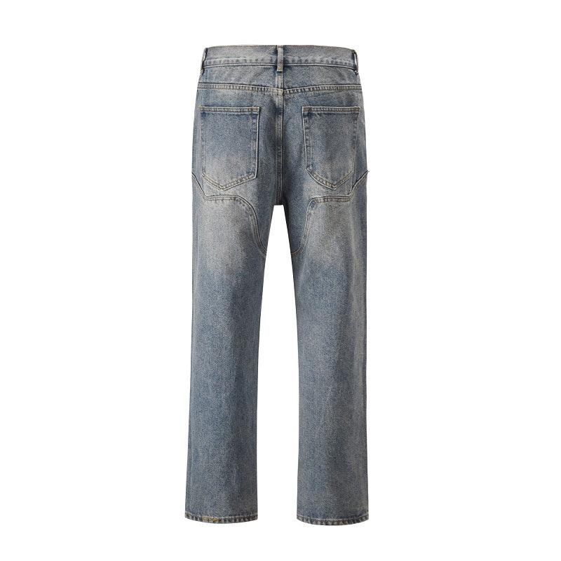 Blue Washed Distressed Denim Jeans Q077 - UncleDon JM