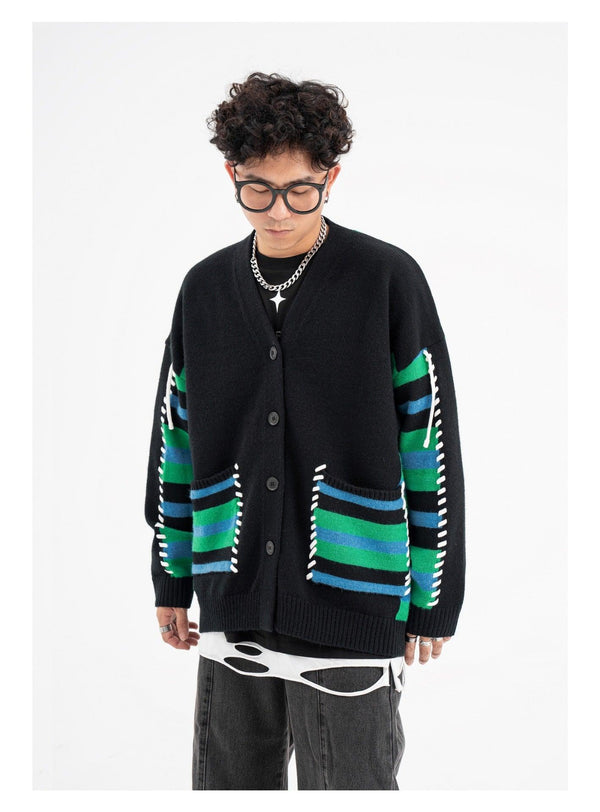 Contrast Cardigan Sweater 7064 - UncleDon JM