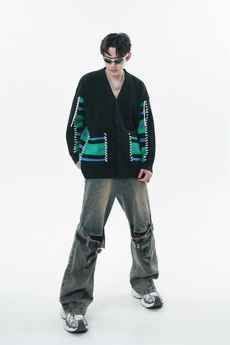 Contrast Cardigan Sweater 7064 - UncleDon JM