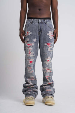 Contrast Distressed Denim Jeans AC56 - UncleDon JM