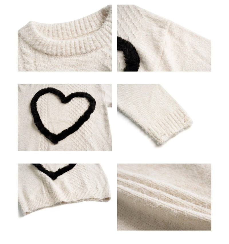 Embroidered Heart Sweater 7044 - UncleDon JM
