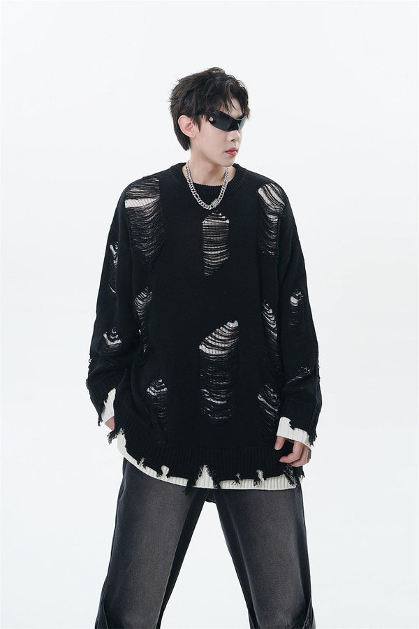 False Two-piece Ripped Sweater 7046 - UncleDon JM
