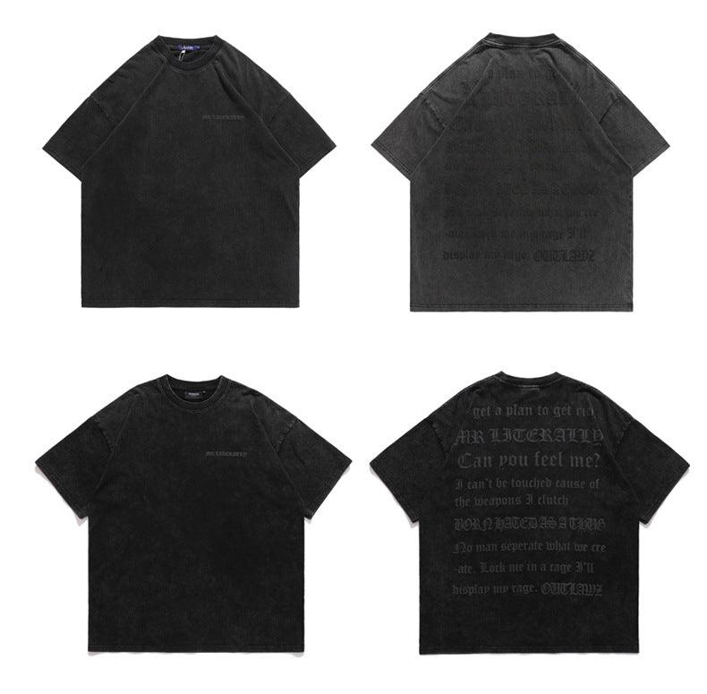 Gothic Letter Foaming Printing Short-sleeved T-shirt LF61 - UncleDon JM