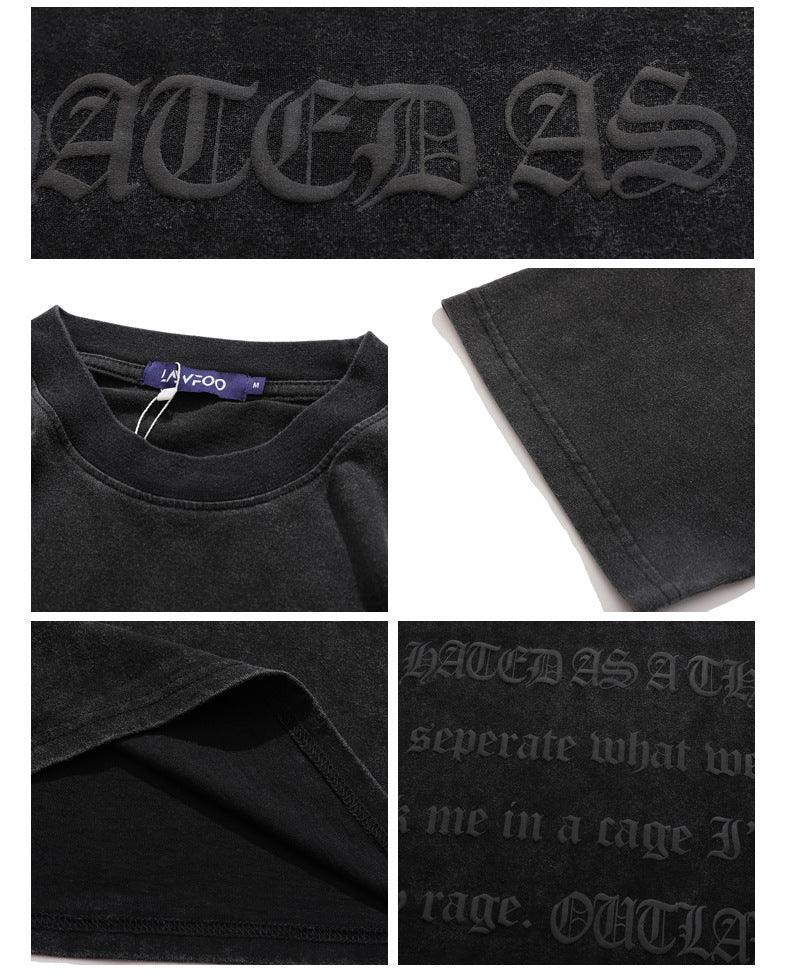 Gothic Letter Foaming Printing Short-sleeved T-shirt LF61 - UncleDon JM