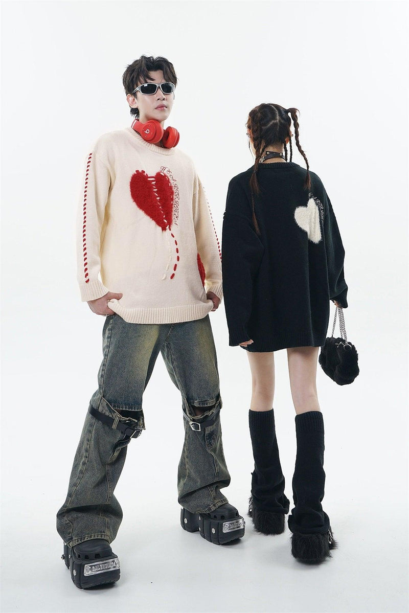 Heart Embroidery Sweater 7083 - UncleDon JM