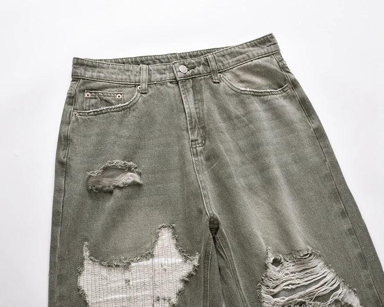 Patch Damage Ripped Jeans Q111 - UncleDon JM