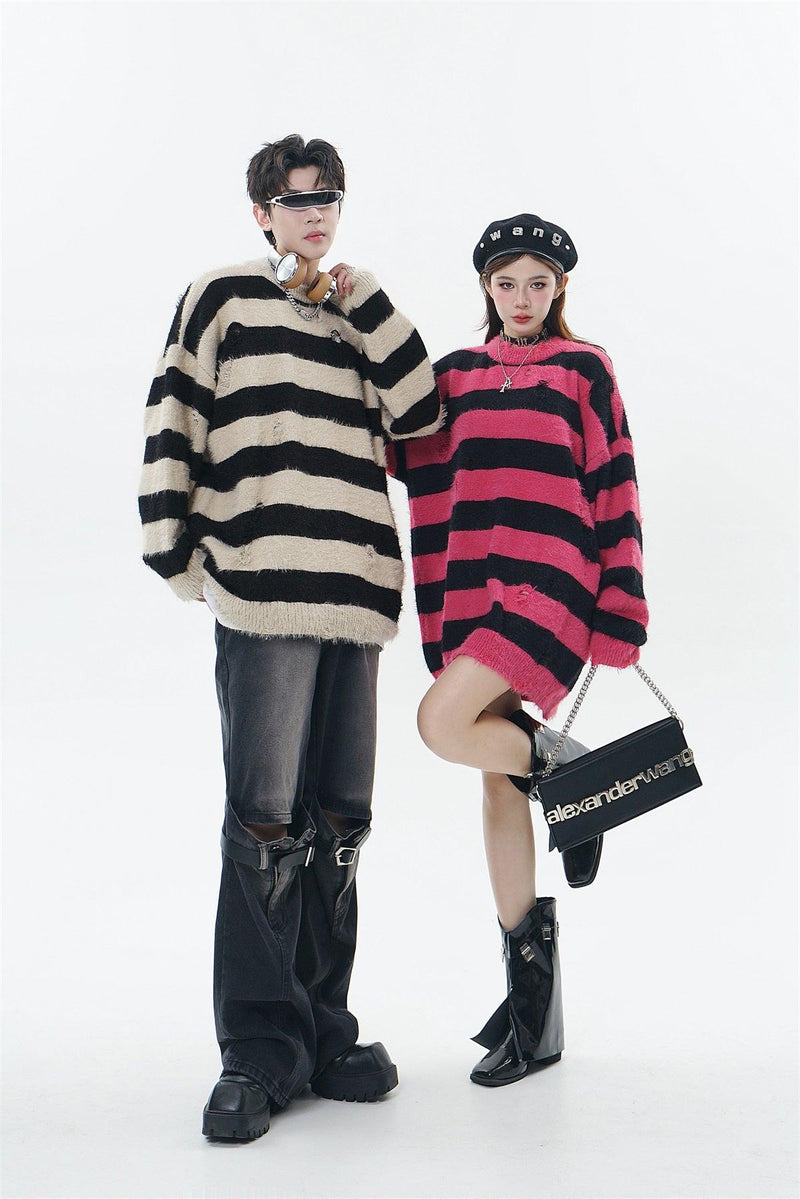 Plush Striped Sweater 7060 - UncleDon JM
